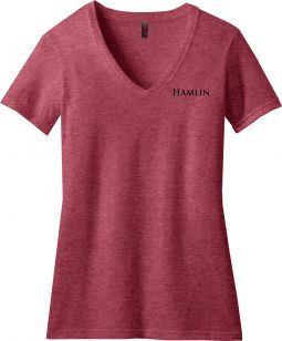 District Women’s Perfect Blend V-Neck Tee, Heathered Red